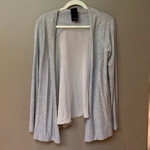 Heather brand. light gray cardigan. Viscose front, silk back. Has pockets :)